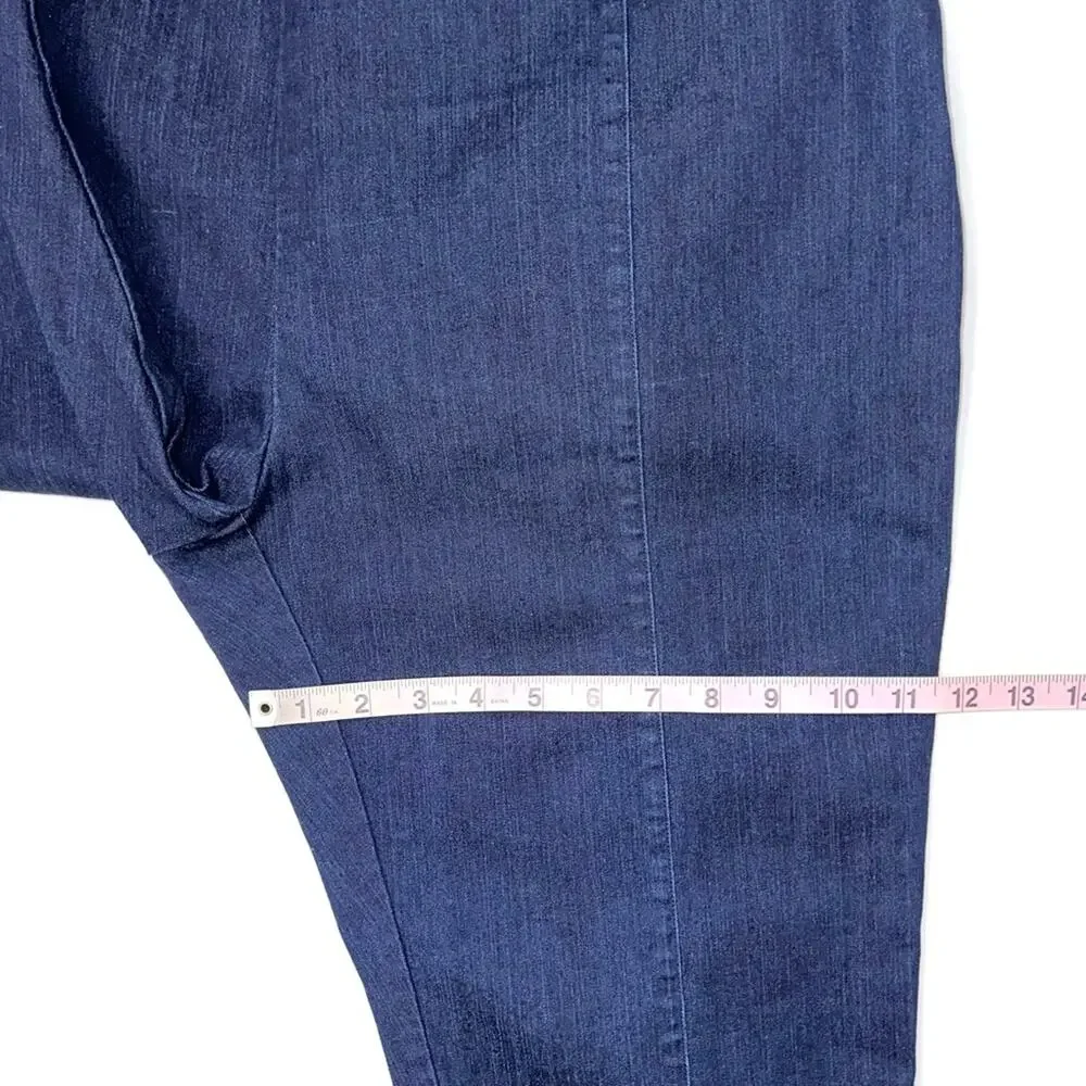 ModCloth Dark Wash Denim Center Seam Cropped Retro Pull On Capris Size 1X